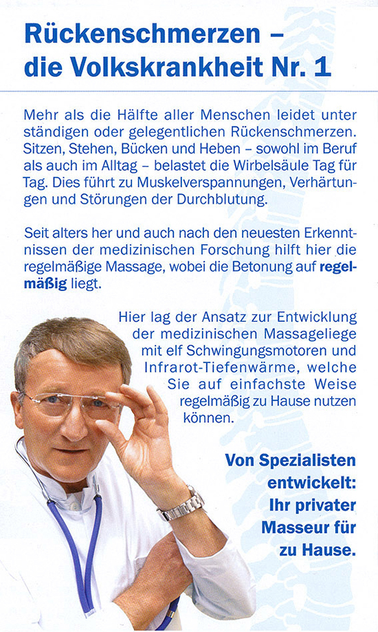 Die medizinische Massageliege - Facharzt für Orthopädie,
Chirotherapie & Akupunktur Dr. med. Peter Wagner in 44787 Bochum