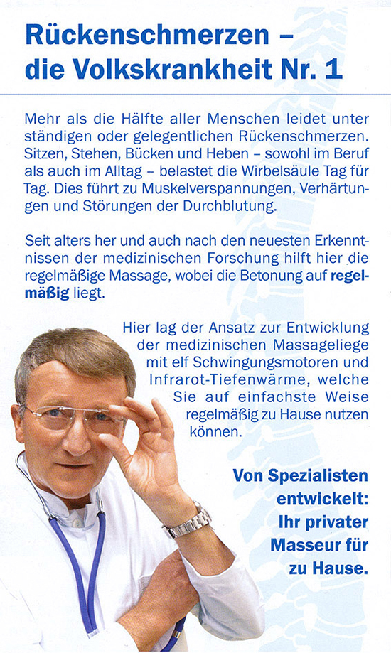 Die medizinische Massageliege - Facharzt für Orthopädie,
Chirotherapie & Akupunktur Dr. med. Dimitrios Pappas in 44787 Bochum