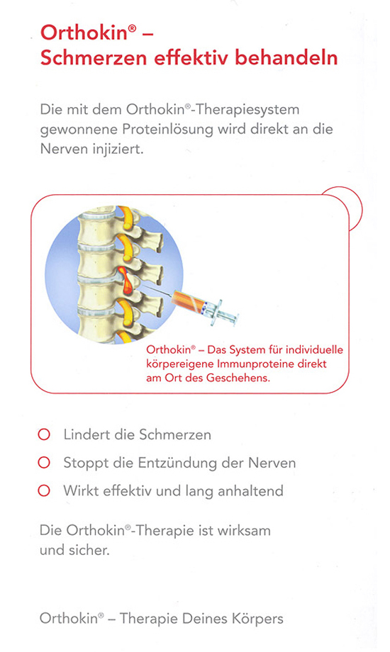 Orthokin - Körpereigene Rückentherapie - Facharzt für Orthopädie,
Chirotherapie & Akupunktur Dr. med. Dimitrios Pappas in 44787 Bochum