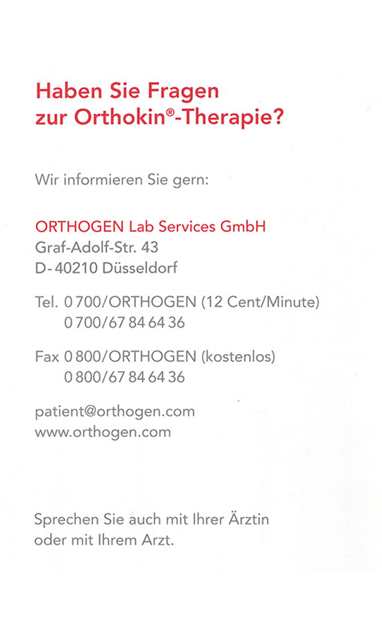 Orthokin - Körpereigene Rückentherapie - Facharzt für Orthopädie,
Chirotherapie & Akupunktur Dr. med. Dimitrios Pappas in 44787 Bochum
